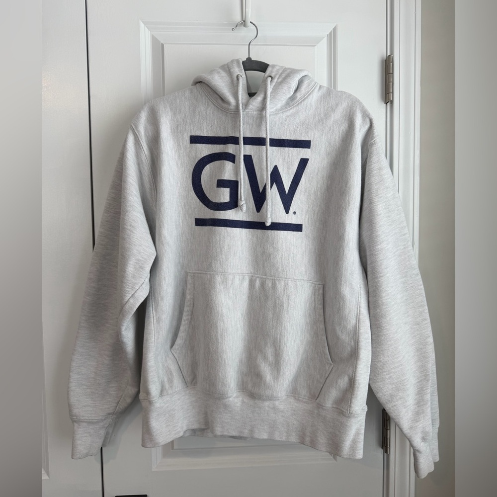 Vintage Champion Reverse Weave Mens GW George Washington Hooded Sweatshirt Large
